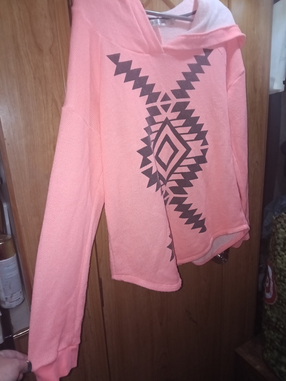 Women's Coral Pink Graphic Hoodie Top